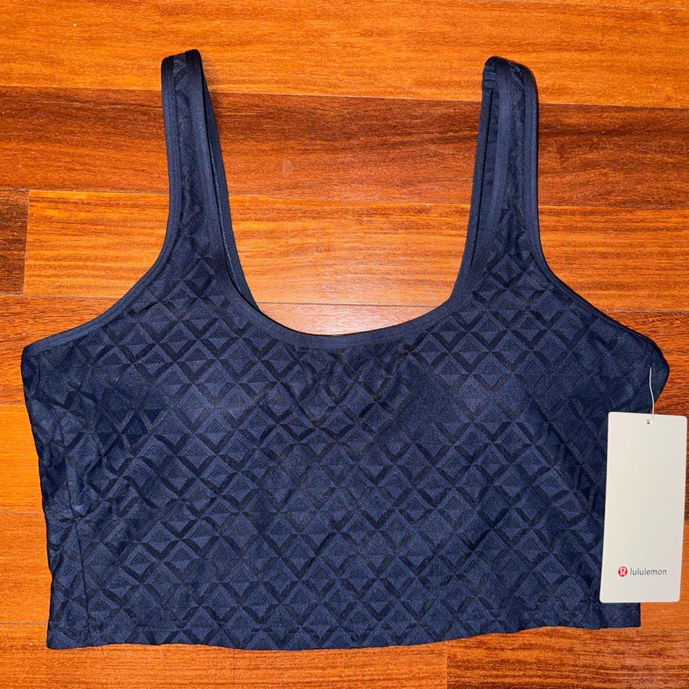 $68 LULULEMON ATHLETICA Navy Blue Textured Mesh TENNIS TANK  ~ NWT! ~ Size XL